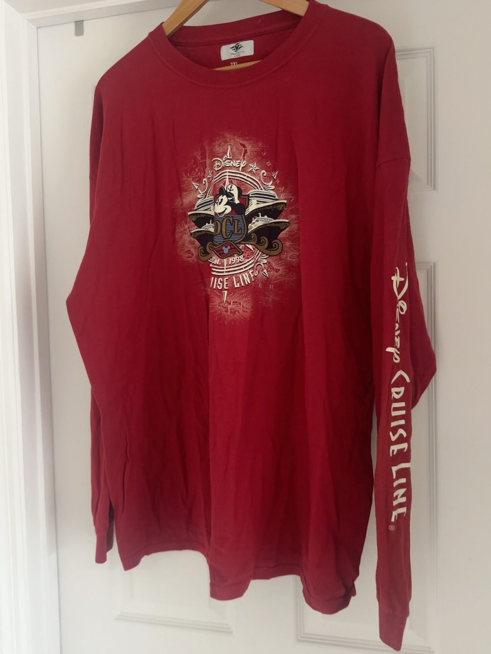 2XL Men's DISNEY CRUISE Long-Sleeve Shirt - Red